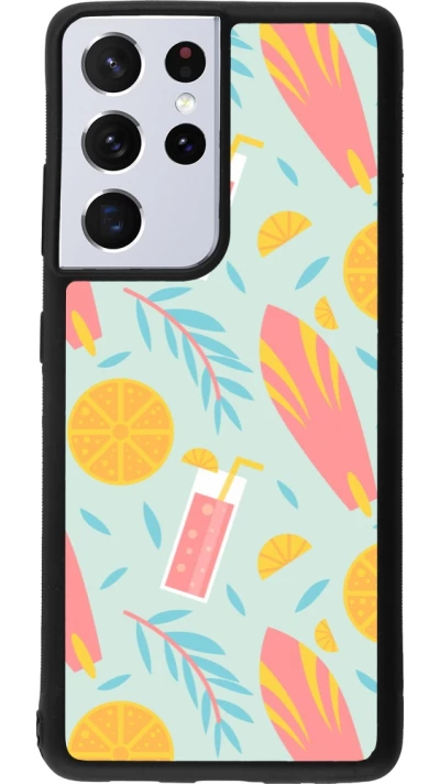 Samsung Galaxy S21 Ultra 5G Case Hülle - Silikon schwarz Summer 2025 Pattern citron