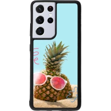 Samsung Galaxy S21 Ultra 5G Case Hülle - Silikon schwarz Pineapple with glasses Summer 2026