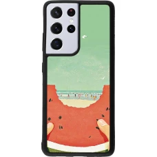Samsung Galaxy S21 Ultra 5G Case Hülle - Silikon schwarz Views through a watermelon Summer 2026