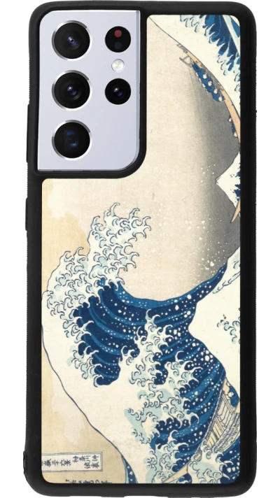 Samsung Galaxy S21 Ultra 5G Case Hülle - Silikon schwarz Kunstbild - Die große Welle vor Kanagawa - Hokusai