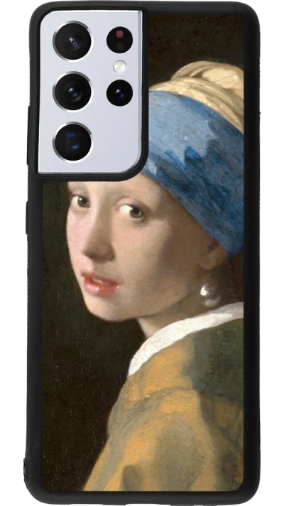 Samsung Galaxy S21 Ultra 5G Case Hülle - Silikon schwarz Kunstbild - Das Mädchen mit dem Perlenohrring - Jan Vermeer