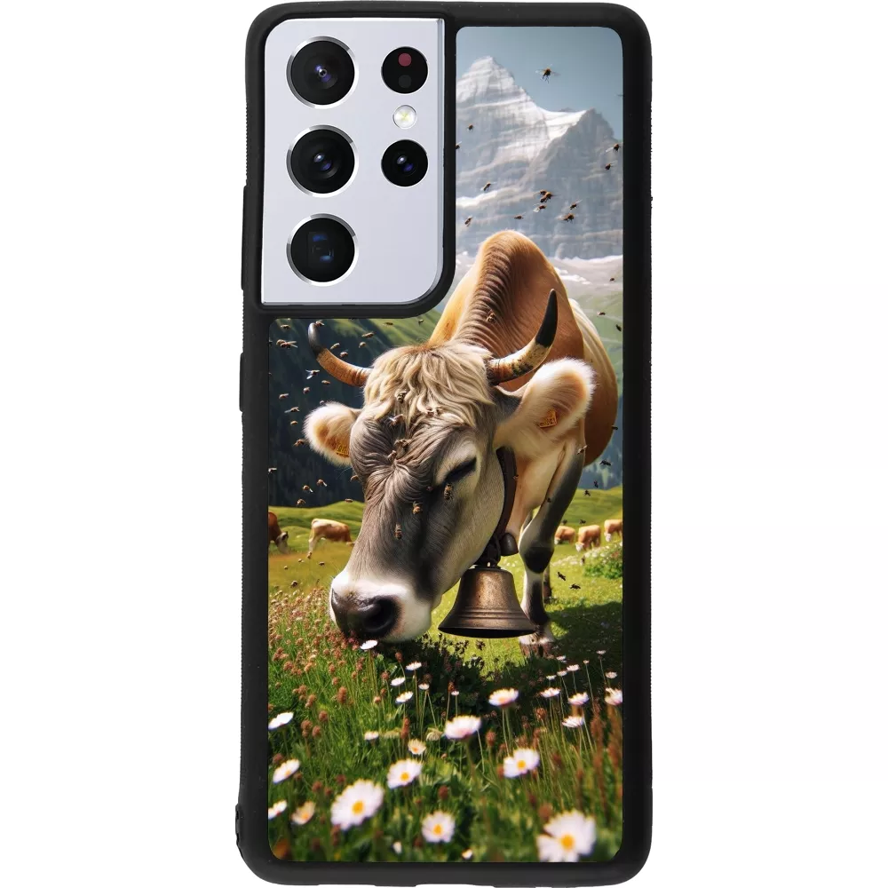 Samsung Galaxy S21 Ultra 5G Case Hülle - Silikon schwarz Kuh Berg Wallis