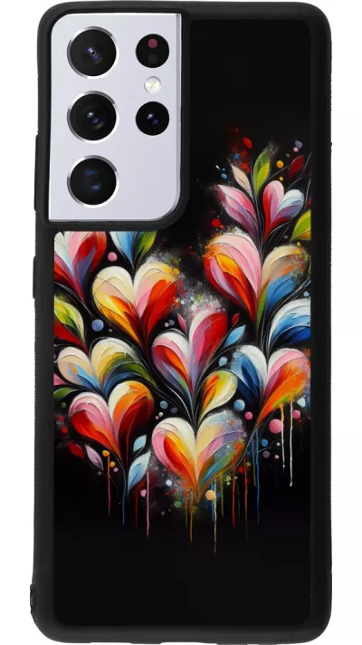 Samsung Galaxy S21 Ultra 5G Case Hülle - Silikon schwarz Valentin 2024 Schwarzes Herz Abstrakt