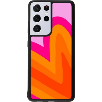 Coque Samsung Galaxy S21 Ultra 5G - Silicone rigide noir Valentine 2024 heart gradient