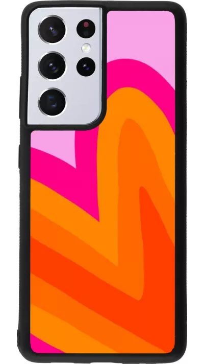 Samsung Galaxy S21 Ultra 5G Case Hülle - Silikon schwarz Valentine 2024 heart gradient
