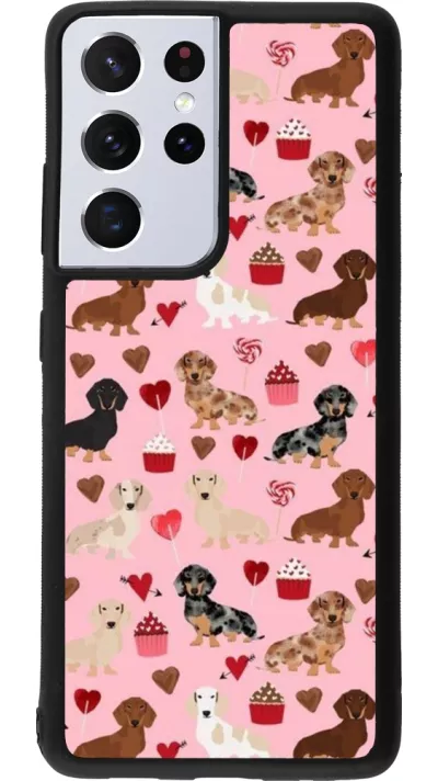 Samsung Galaxy S21 Ultra 5G Case Hülle - Silikon schwarz Valentine 2024 puppy love