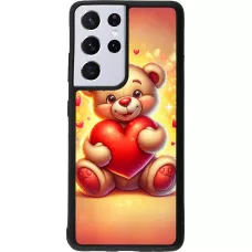 Coque Samsung Galaxy S21 Ultra 5G - Silicone rigide noir Valentine 2024 Teddy love