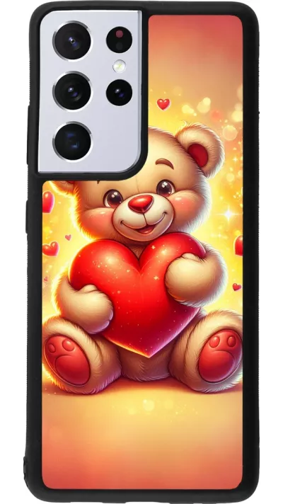 Samsung Galaxy S21 Ultra 5G Case Hülle - Silikon schwarz Valentin 2024 Teddy Liebe