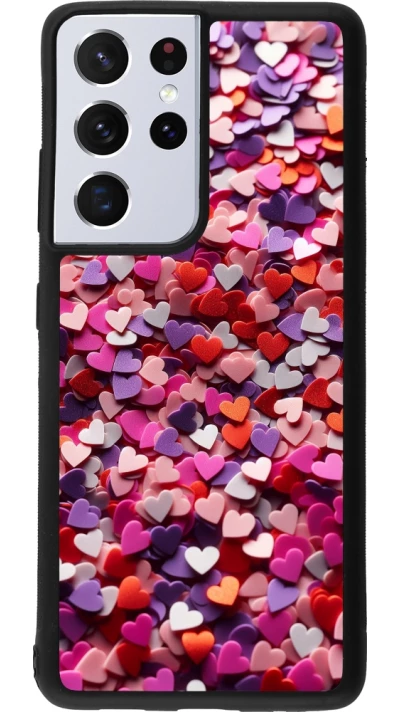 Samsung Galaxy S21 Ultra 5G Case Hülle - Silikon schwarz Valentin 2025 Konfetti