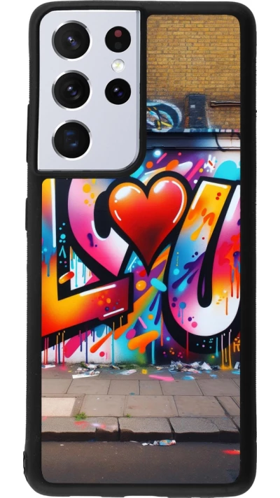 Samsung Galaxy S21 Ultra 5G Case Hülle - Silikon schwarz Valentin 2025 Liebe U Tag