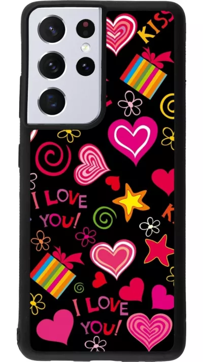 Samsung Galaxy S21 Ultra 5G Case Hülle - Silikon schwarz Valentine 2023 love symbols