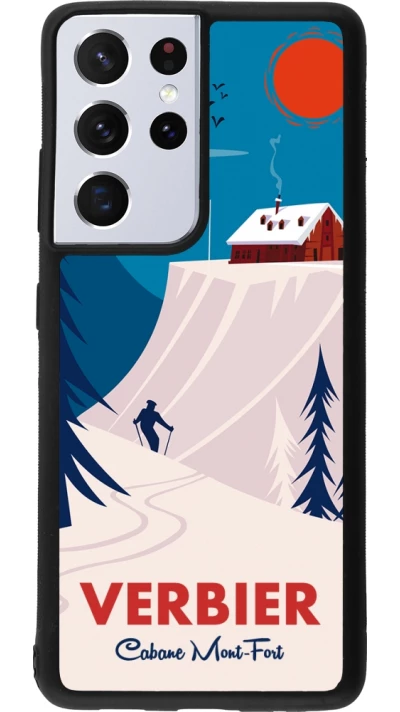 Samsung Galaxy S21 Ultra 5G Case Hülle - Silikon schwarz Verbier Cabane Mont-Fort