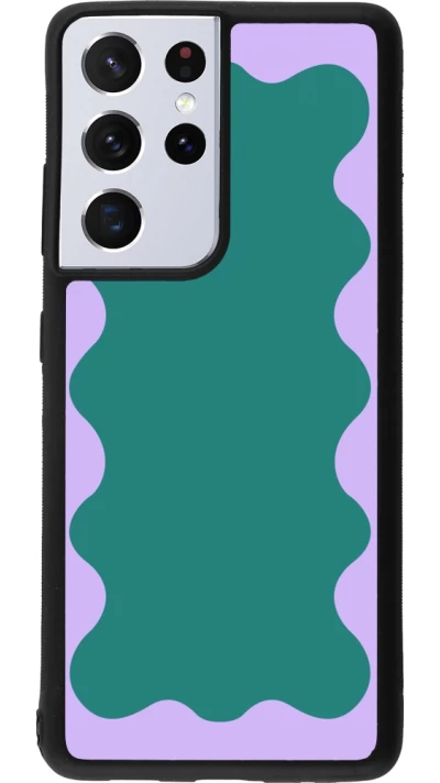 Samsung Galaxy S21 Ultra 5G Case Hülle - Silikon schwarz Wavy Rectangle Green Purple