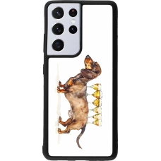 Samsung Galaxy S21 Ultra 5G Case Hülle - Silikon schwarz Wine Teckel