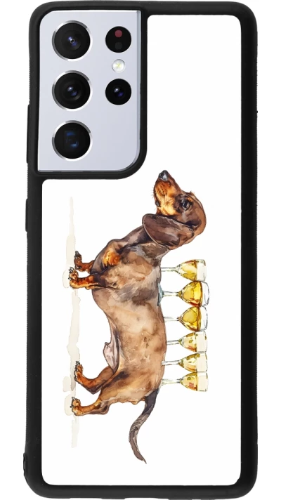 Samsung Galaxy S21 Ultra 5G Case Hülle - Silikon schwarz Wine Teckel