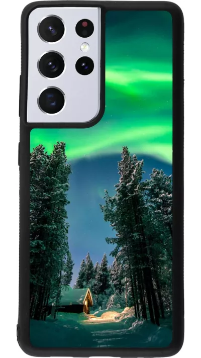 Samsung Galaxy S21 Ultra 5G Case Hülle - Silikon schwarz Winter 22 Northern Lights