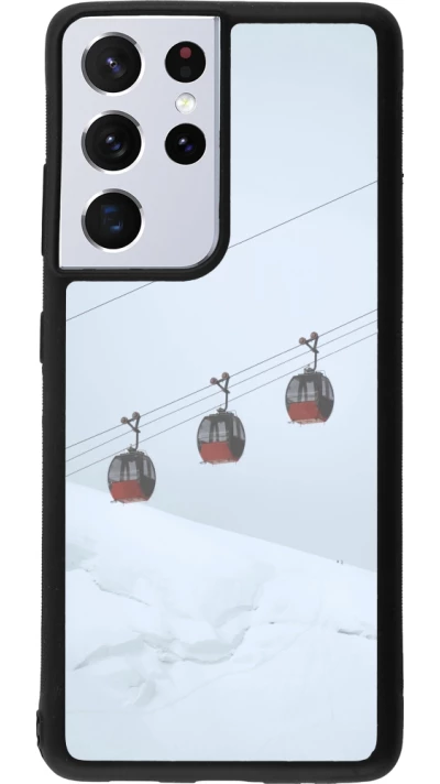Samsung Galaxy S21 Ultra 5G Case Hülle - Silikon schwarz Winter 22 ski lift