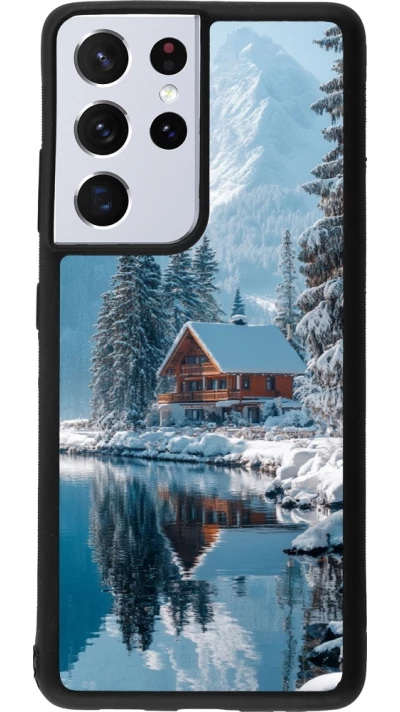 Samsung Galaxy S21 Ultra 5G Case Hülle - Silikon schwarz Winter 25 Winter house forest day