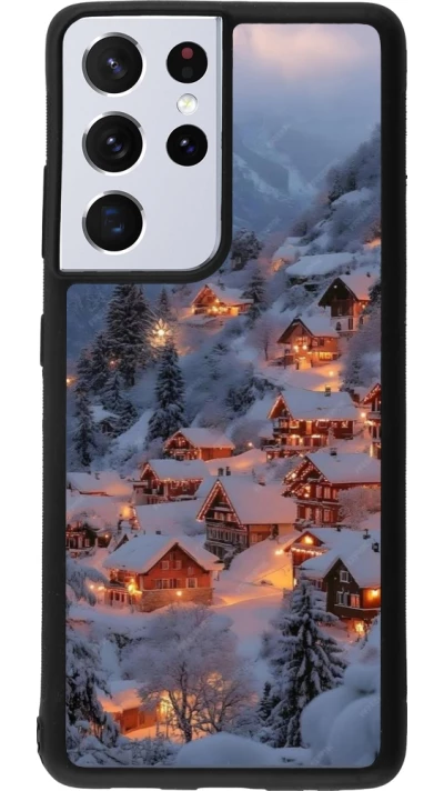 Samsung Galaxy S21 Ultra 5G Case Hülle - Silikon schwarz Winter 25 Winter snowy village