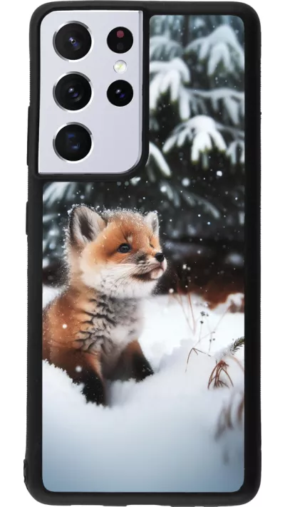 Samsung Galaxy S21 Ultra 5G Case Hülle - Silikon schwarz Weihnachten 2023 Fuechslein Tanne