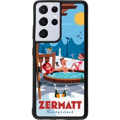 Samsung Galaxy S21 Ultra 5G Case Hülle - Silikon schwarz Zermatt Mountain Jacuzzi