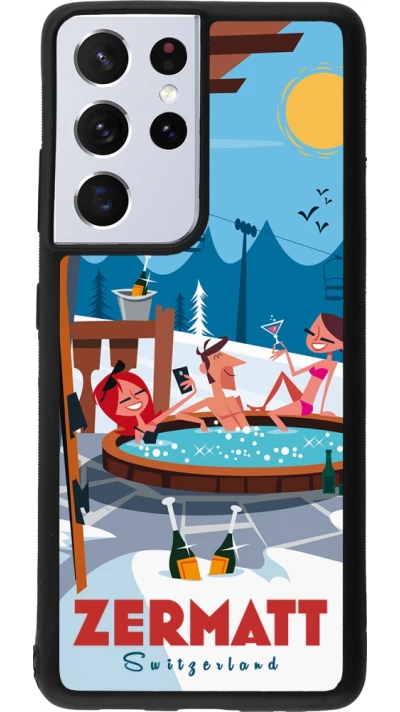 Samsung Galaxy S21 Ultra 5G Case Hülle - Silikon schwarz Zermatt Mountain Jacuzzi