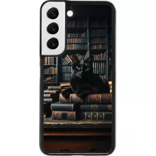 Samsung Galaxy S22 Case Hülle - Katze Bücher dunkel