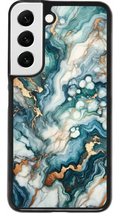 Coque Samsung Galaxy S22 - Marbre Vert Bleu Doré