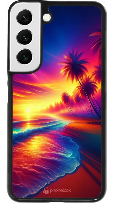 Coque Samsung Galaxy S22 - Plage coucher soleil flashy