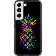 Coque Samsung Galaxy S22 - Silicone rigide noir Ananas Multi-colors