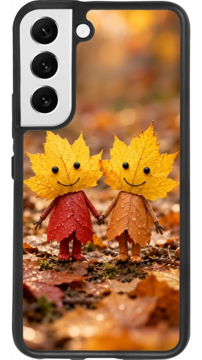 Samsung Galaxy S22 Case Hülle - Silikon schwarz Autumn 26 Couple of leaves