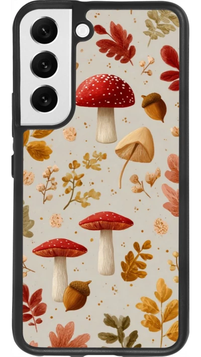 Samsung Galaxy S22 Case Hülle - Silikon schwarz Autumn 26 Mushrooms and leaves