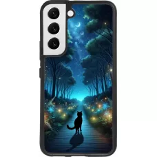 Samsung Galaxy S22 Case Hülle - Silikon schwarz Schwarze Katze Spaziergang