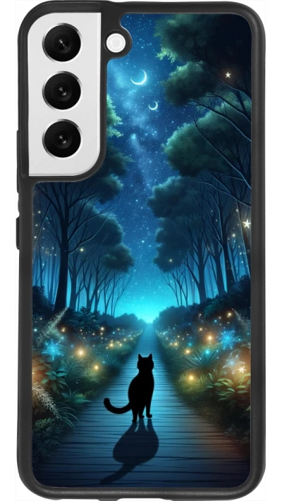 Samsung Galaxy S22 Case Hülle - Silikon schwarz Schwarze Katze Spaziergang