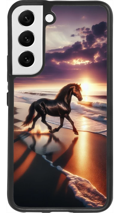 Samsung Galaxy S22 Case Hülle - Silikon schwarz Pferd majestätisch Strand