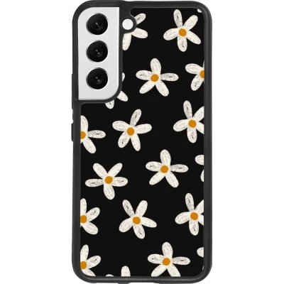 Samsung Galaxy S22 Case Hülle - Silikon schwarz Easter 2024 white on black flower