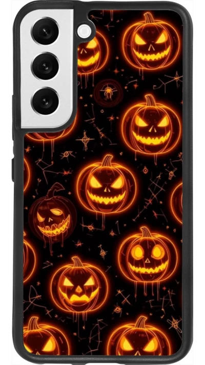 Coque Samsung Galaxy S22 - Silicone rigide noir Halloween 2026 Pattern Pumpkins