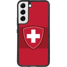 Coque Samsung Galaxy S22 - Silicone rigide noir Hockey World Championship Ecusson Suisse