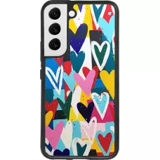 Coque Samsung Galaxy S22 - Silicone rigide noir Joyful Hearts