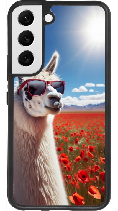 Samsung Galaxy S22 Case Hülle - Silikon schwarz Lama Chic in Mohnblume