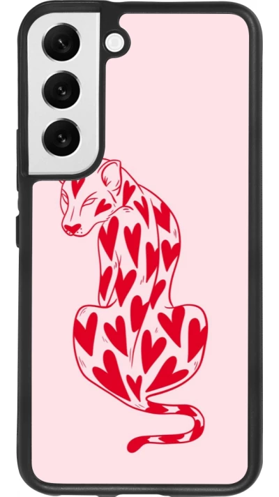 Samsung Galaxy S22 Case Hülle - Silikon schwarz Leopard with hearts 2026