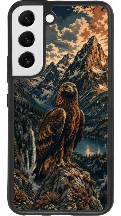 Samsung Galaxy S22 Case Hülle - Silikon schwarz Linocut Steinadler