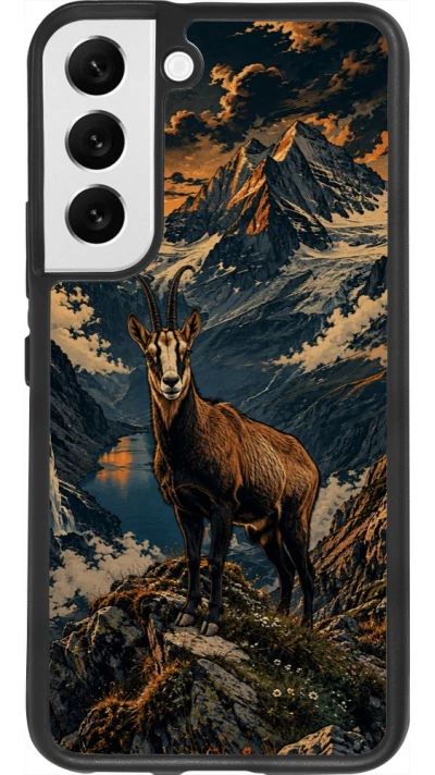Samsung Galaxy S22 Case Hülle - Silikon schwarz Linocut Gämse