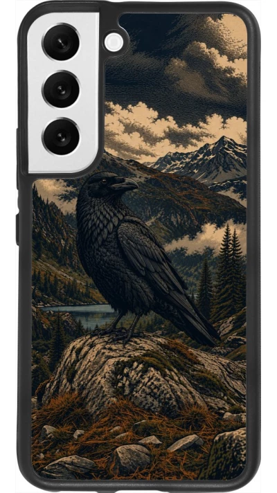 Samsung Galaxy S22 Case Hülle - Silikon schwarz Linocut Grosser Rabe