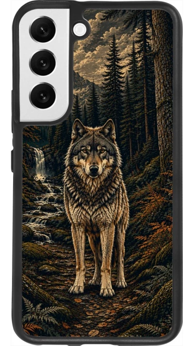 Samsung Galaxy S22 Case Hülle - Silikon schwarz Linocut Wold