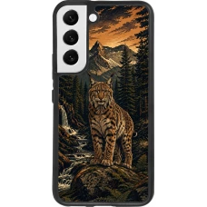Samsung Galaxy S22 Case Hülle - Silikon schwarz Linocut Luchs