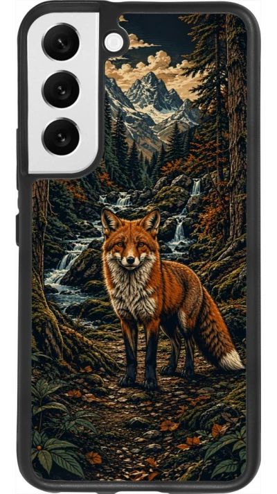 Samsung Galaxy S22 Case Hülle - Silikon schwarz Linocut Fuchs