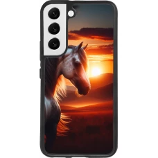 Samsung Galaxy S22 Case Hülle - Silikon schwarz Majestätischer Sonnenuntergang Pferd