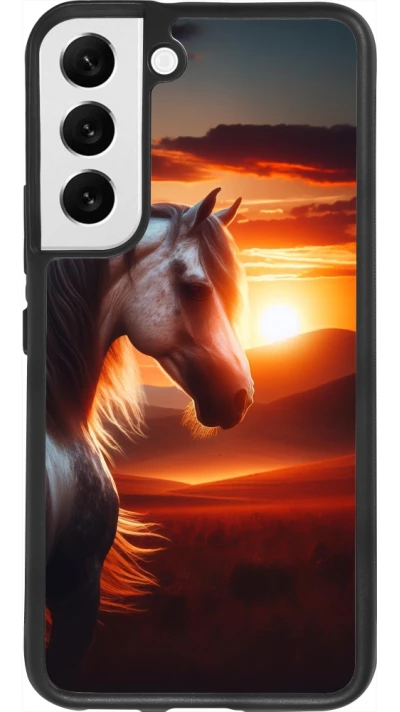 Samsung Galaxy S22 Case Hülle - Silikon schwarz Majestätischer Sonnenuntergang Pferd