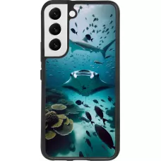 Coque Samsung Galaxy S22 - Silicone rigide noir Manta Lagon Nettoyage